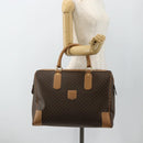 CELINE Macadam Canvas Boston Bag PVC Leather Brown Gold Auth ep14259A-23