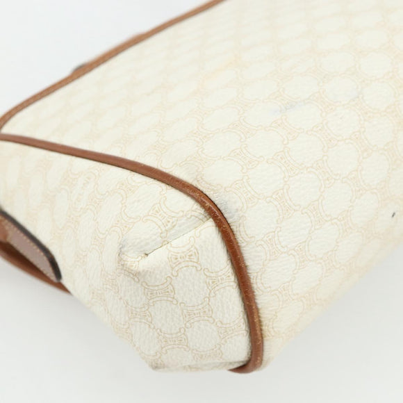 CELINE Macadam Canvas Shoulder Bag PVC Leather White Gold Auth ep14261