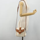 CELINE Macadam Canvas Shoulder Bag PVC Leather White Gold Auth ep14261-20