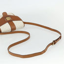 CELINE Macadam Canvas Shoulder Bag PVC Leather White Gold Auth ep14261-7