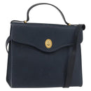 Christian Dior Hand Bag Leather 2way Navy Gold Auth ep14265-1