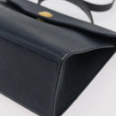 Christian Dior Hand Bag Leather 2way Navy Gold Auth ep14265-16