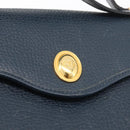 Christian Dior Hand Bag Leather 2way Navy Gold Auth ep14265-19