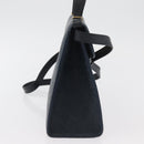 Christian Dior Hand Bag Leather 2way Navy Gold Auth ep14265-4