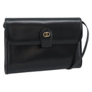 GUCCI Shoulder Bag Leather Black Gold Auth ep14267A-1