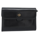 GUCCI Shoulder Bag Leather Black Gold Auth ep14267A-2
