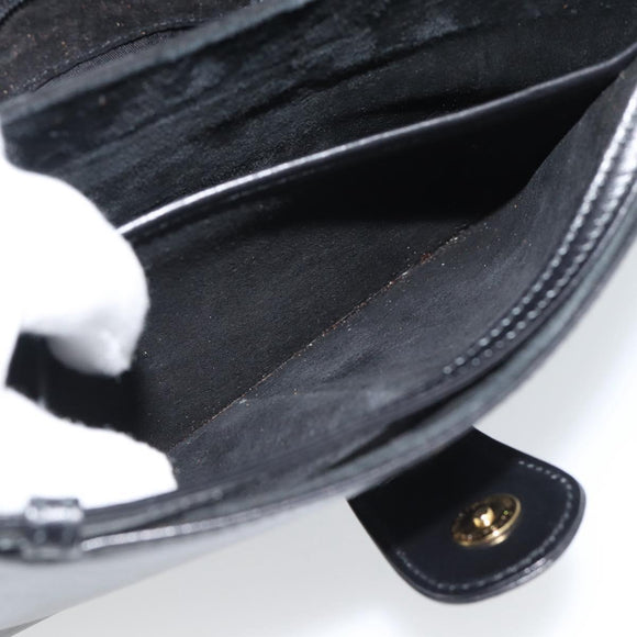 GUCCI Shoulder Bag Leather Black Gold Auth ep14267A