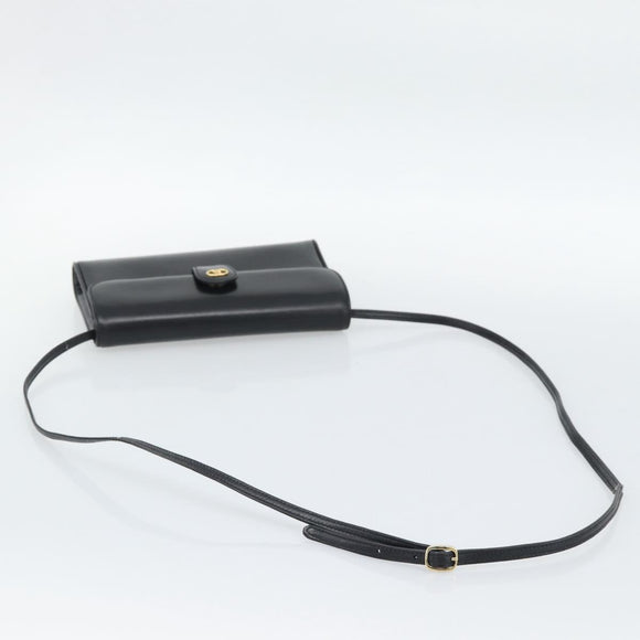 GUCCI Shoulder Bag Leather Black Gold Auth ep14267A