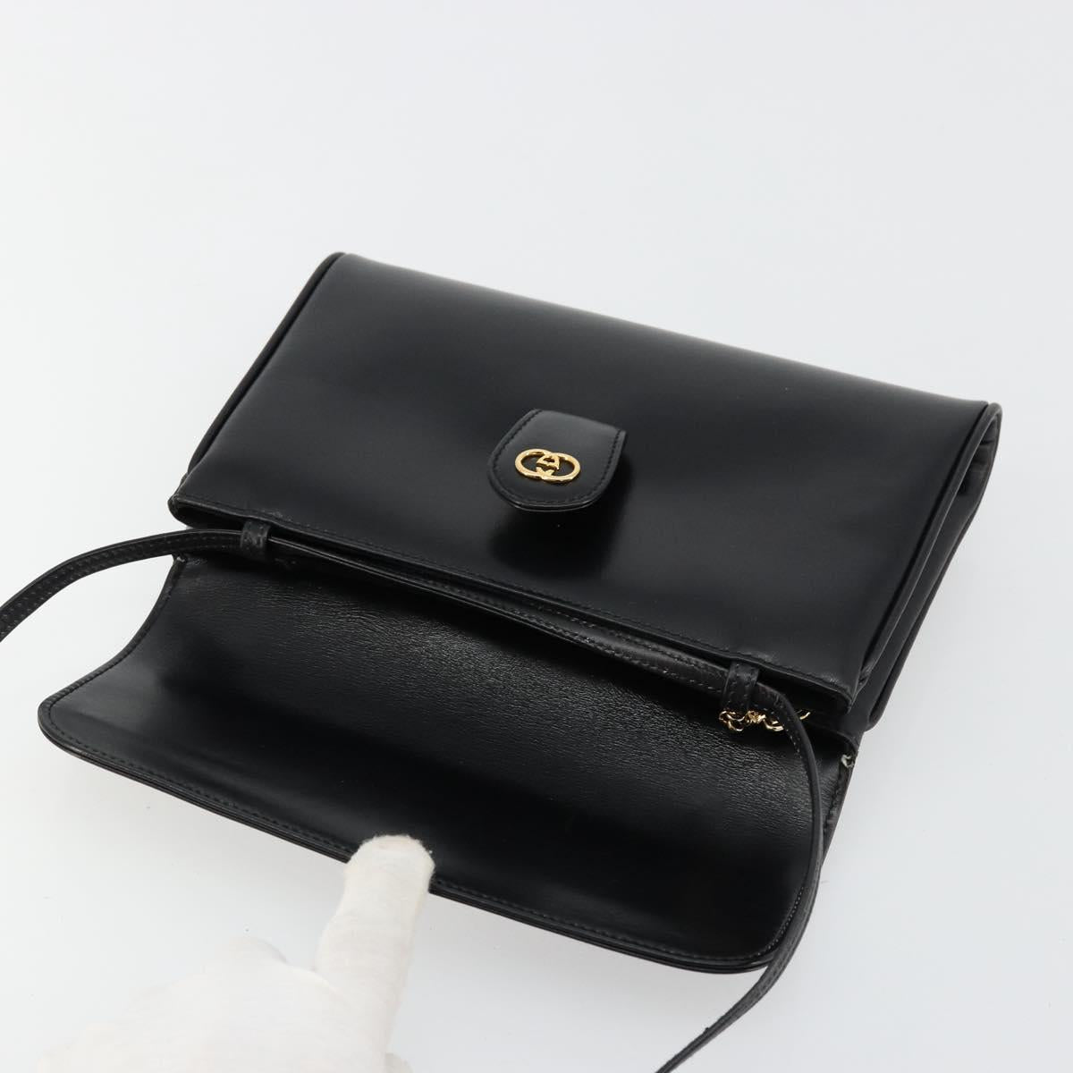 GUCCI Shoulder Bag Leather Black Gold Auth ep14267A | Brand Street