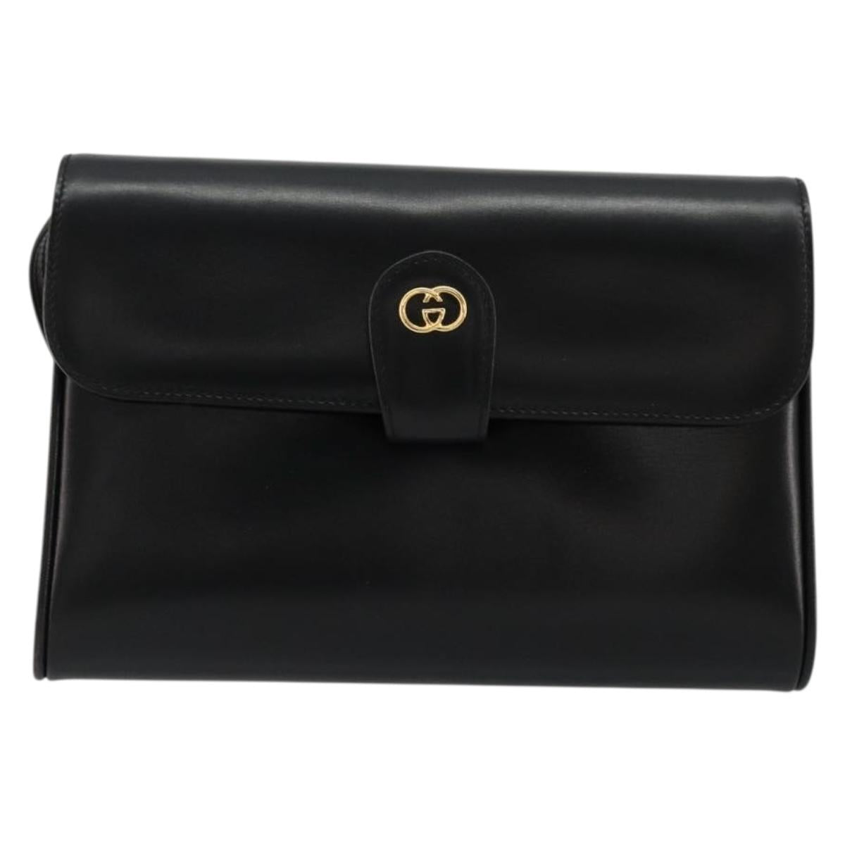 GUCCI Shoulder Bag Leather Black Gold Auth ep14267A | Brand Street