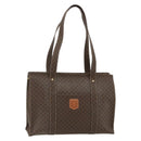 CELINE Macadam Canvas Tote Bag PVC Leather Brown Gold Auth ep14273A-1
