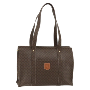 CELINE Macadam Canvas Tote Bag PVC Leather Brown Gold Auth ep14273A