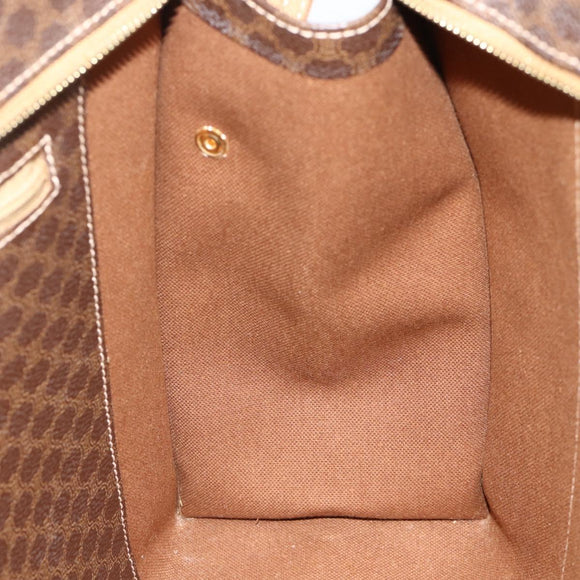 CELINE Macadam Canvas Tote Bag PVC Leather Brown Gold Auth ep14273A