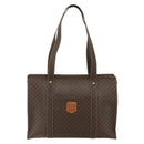 CELINE Macadam Canvas Tote Bag PVC Leather Brown Gold Auth ep14273A-2