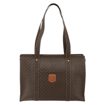 CELINE Macadam Canvas Tote Bag PVC Leather Brown Gold Auth ep14273A - 0