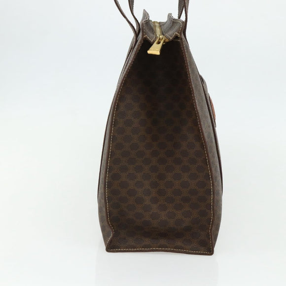 CELINE Macadam Canvas Tote Bag PVC Leather Brown Gold Auth ep14273A