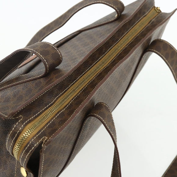 CELINE Macadam Canvas Tote Bag PVC Leather Brown Gold Auth ep14273A