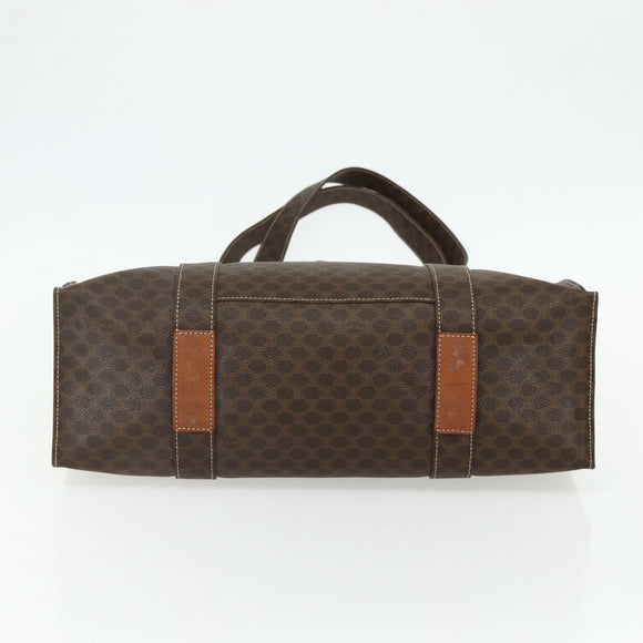 CELINE Macadam Canvas Tote Bag PVC Leather Brown Gold Auth ep14273A