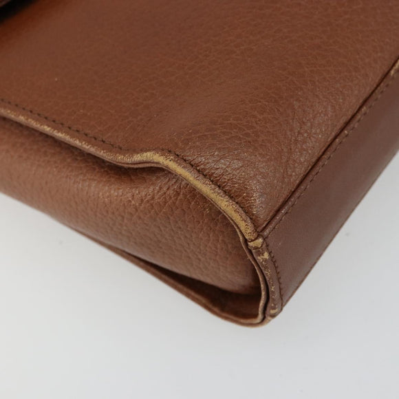 Burberrys Shoulder Bag Leather Brown Gold Auth ep14277