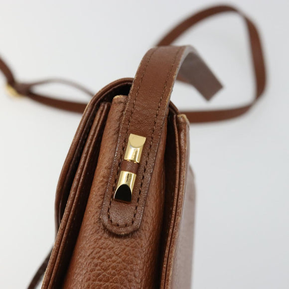 Burberrys Shoulder Bag Leather Brown Gold Auth ep14277