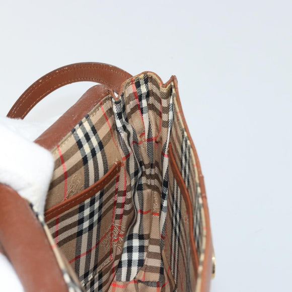 Burberrys Shoulder Bag Leather Brown Gold Auth ep14277