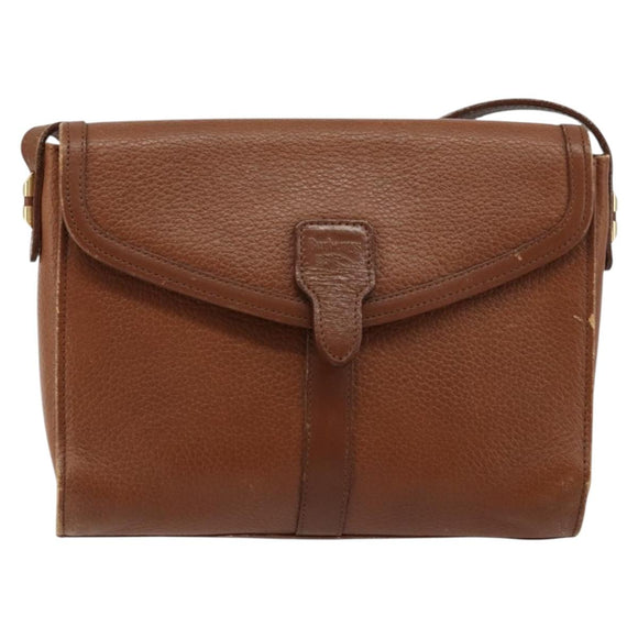 Burberrys Shoulder Bag Leather Brown Gold Auth ep14277