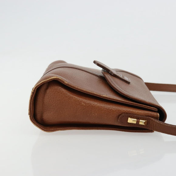 Burberrys Shoulder Bag Leather Brown Gold Auth ep14277