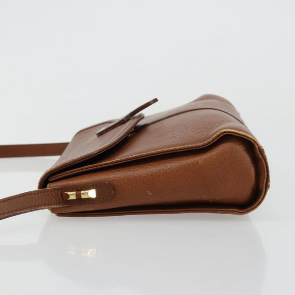 Burberrys Shoulder Bag Leather Brown Gold Auth ep14277