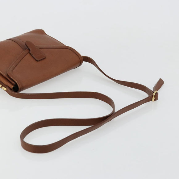 Burberrys Shoulder Bag Leather Brown Gold Auth ep14277