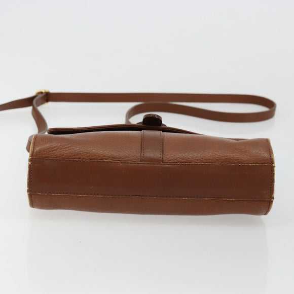 Burberrys Shoulder Bag Leather Brown Gold Auth ep14277