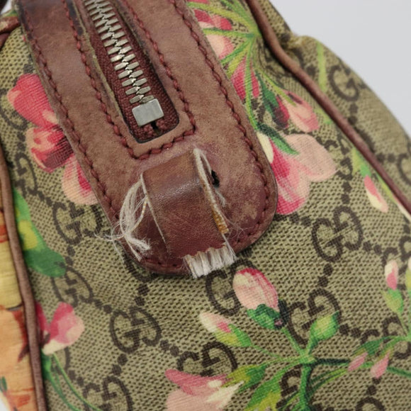 GUCCI GG Supreme Boston Bag PVC Beige Silver 409529 Auth ep14278
