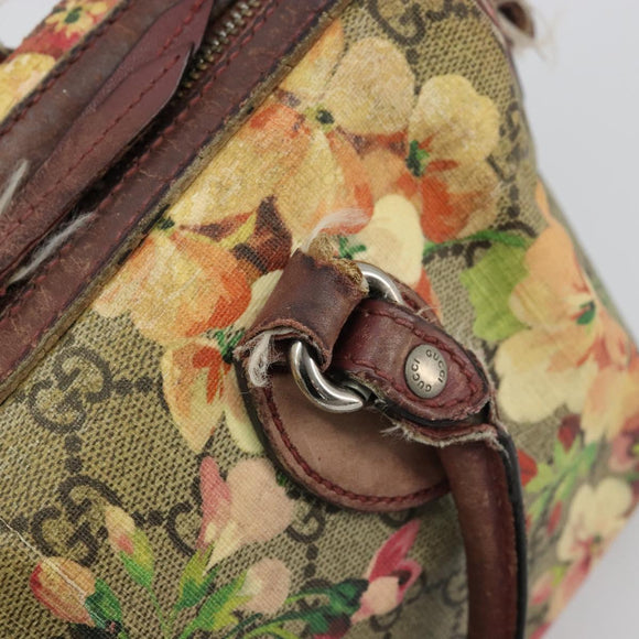 GUCCI GG Supreme Boston Bag PVC Beige Silver 409529 Auth ep14278