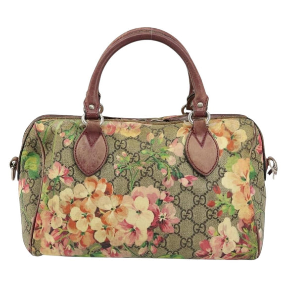 GUCCI GG Supreme Boston Bag PVC Beige Silver 409529 Auth ep14278