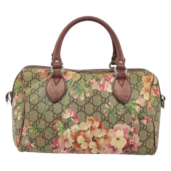 GUCCI GG Supreme Boston Bag PVC Beige Silver 409529 Auth ep14278