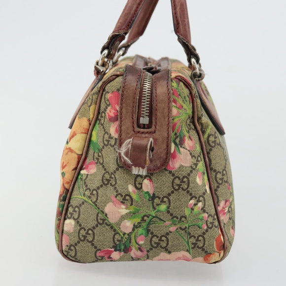 GUCCI GG Supreme Boston Bag PVC Beige Silver 409529 Auth ep14278