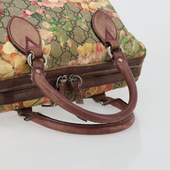 GUCCI GG Supreme Boston Bag PVC Beige Silver 409529 Auth ep14278