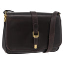 GUCCI Shoulder Bag Leather Brown Gold Auth ep14284-1