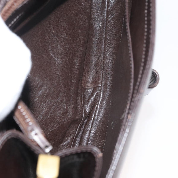 GUCCI Shoulder Bag Leather Brown Gold Auth ep14284