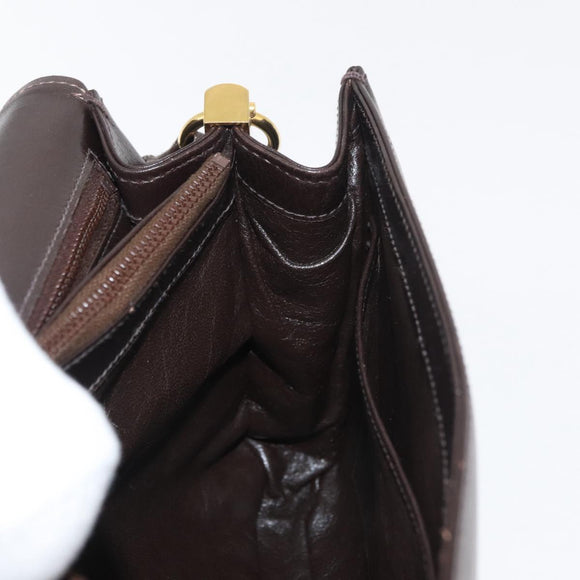 GUCCI Shoulder Bag Leather Brown Gold Auth ep14284