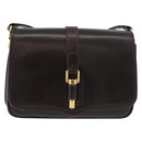 GUCCI Shoulder Bag Leather Brown Gold Auth ep14284-13
