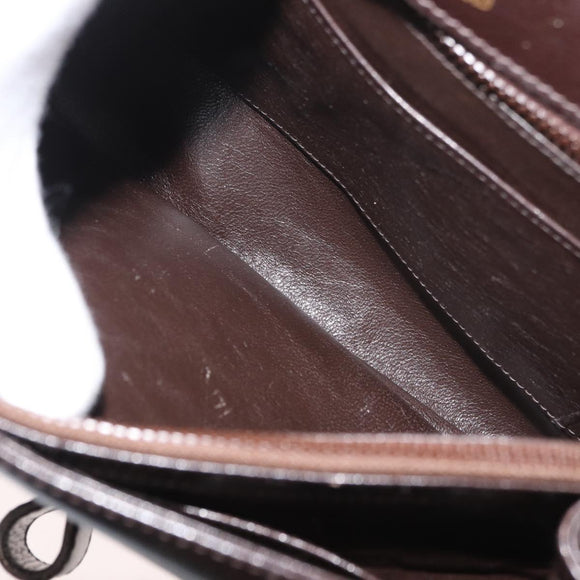 GUCCI Shoulder Bag Leather Brown Gold Auth ep14284