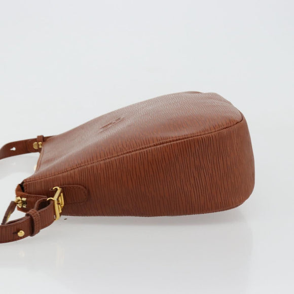 FENDI Shoulder Bag Leather Brown Gold Auth ep14286A