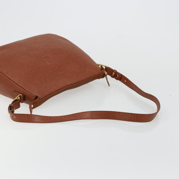 FENDI Shoulder Bag Leather Brown Gold Auth ep14286A