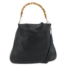 GUCCI Bamboo Shoulder Bag Leather 2way Black Gold 001 1577 Auth ep14290-1
