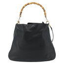 GUCCI Bamboo Shoulder Bag Leather 2way Black Gold 001 1577 Auth ep14290-2