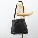 GUCCI Bamboo Shoulder Bag Leather 2way Black Gold 001 1577 Auth ep14290-23