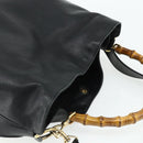GUCCI Bamboo Shoulder Bag Leather 2way Black Gold 001 1577 Auth ep14290-6