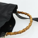 GUCCI Bamboo Shoulder Bag Leather 2way Black Gold 001 1577 Auth ep14290-7
