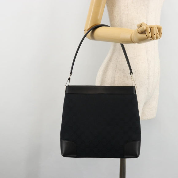 GUCCI GG Canvas Shoulder Bag Black Gold 001 4231 Auth ep14295A