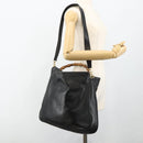 GUCCI Bamboo Hand Bag Leather 2way Black Gold 001 3754 1577 Auth ep14302-23